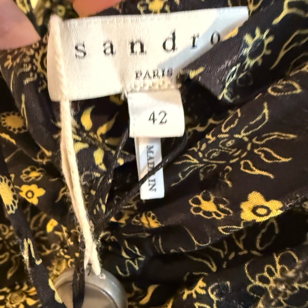 Sandro PARIS Black and Gold Floral Maxi Dress. Size 10 - Picture 6 of 10